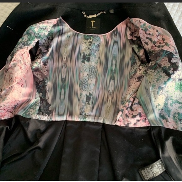 Ted Baker Ruffle Effect Silver Botton Wool/Cashmere Coat in Black - Picture 6 of 7